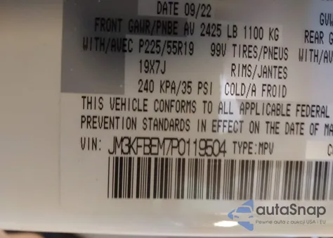 2023 Mazda Cx-5 2.5 S Premium Plus from USA, damaged, VIN JM3KFBEM7P0119504